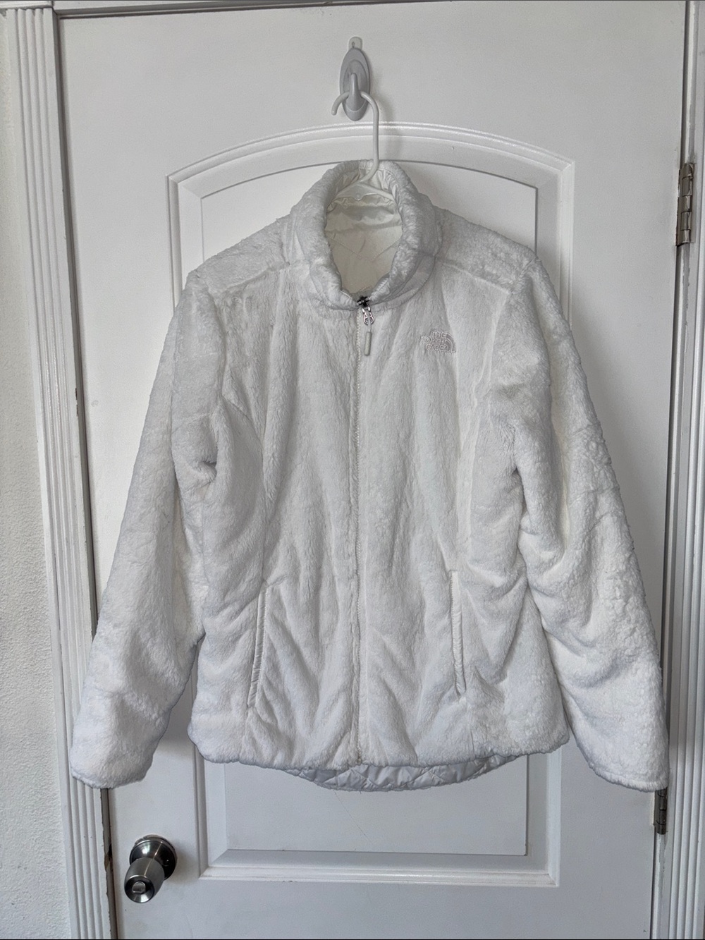 TNF reversible mossbud puffer jacket quilted fluffy fleece M the north face